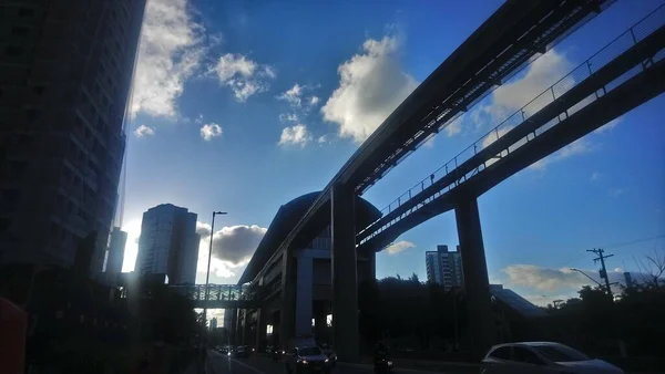 Illustratie Nieuwe Landscape Paulo Met Arrival Van Monorail Met Zijn — Stockfoto