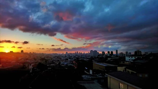 Nuages Décorer Fin Après Midi Dans Côté Est Sao Paulo — Photo