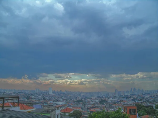 Ciel Brille Fin Après Midi Dans Quartier Sao Paulo — Photo