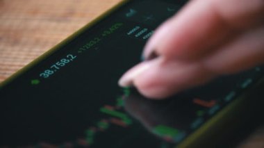 Borsa, Çevrimiçi Ticaret, Tüccar Kız Borsa Ticaret Katında Akıllı Telefonla Çalışıyor