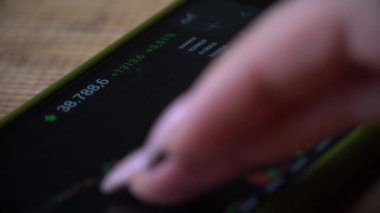 Borsa, Çevrimiçi Ticaret, Tüccar Kız Borsa Ticaret Katında Akıllı Telefonla Çalışıyor