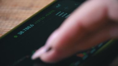 Borsa, Çevrimiçi Ticaret, Tüccar Kız Borsa Ticaret Katında Akıllı Telefonla Çalışıyor