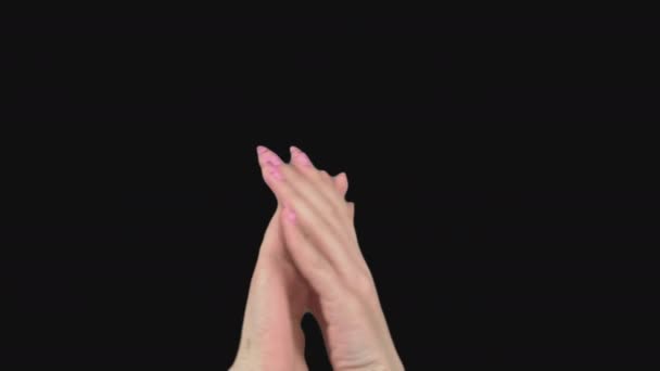 Damskie dłonie klaskają, klaszczą na przejrzystym ekranie — Wideo stockowe