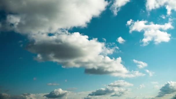Timelapse Bianco Fluffy Olakas galleggiare attraverso il cielo blu in una giornata soleggiata — Video Stock