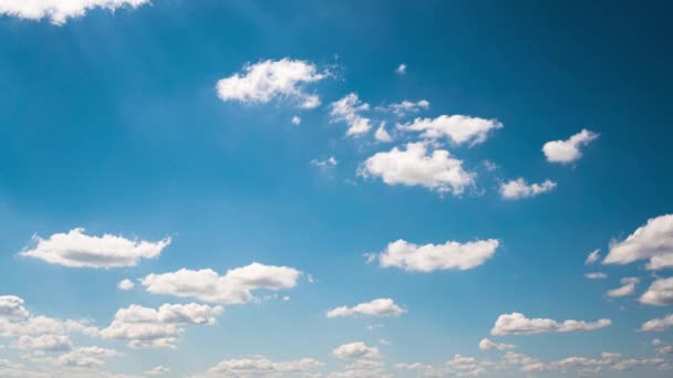Zaman Ayarlı Beyaz Pofuduk Olakalar Güneşli Bir Günde Mavi Gökyüzünde — Stok video