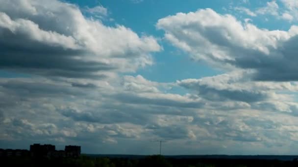 White Fluffy Clouds Slowly Float Blue Daytime Sky Timelapse Beautiful — Video