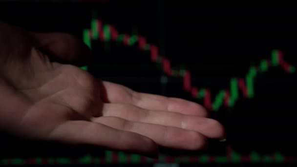 Transferring Bundle Dollars Background Crypto Exchange Chart People Pass Hand — Vídeo de Stock