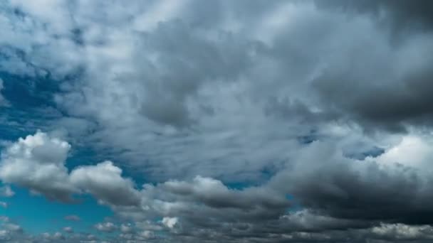 Timelapse Gris Nubes Lluviosas Flotan Través Del Cielo Oscuro Día — Vídeo de stock