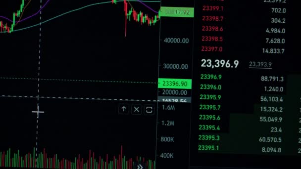 Grafico Criptovaluta Grafico Bitcoin Aumento Valore Del Denaro Digitale Criptovaluta — Video Stock