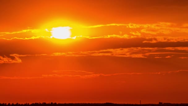 Time Lapse Bright Orange Sunset Sun Sets Clouds End Day — Video