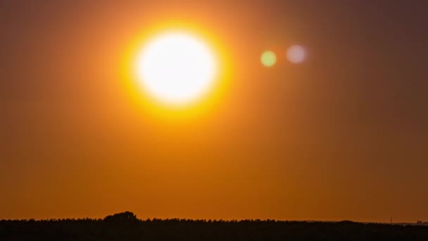 Time Lapse Bright Orange Sunset Sun Sets Clouds End Day — Wideo stockowe