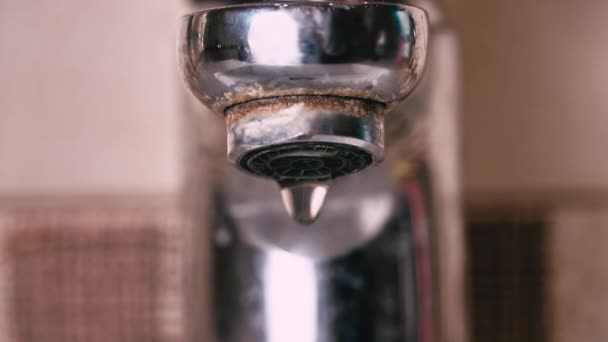Close Water Flowing Faucet Bathroom Flow Water Tap Purity Water — Stock Video