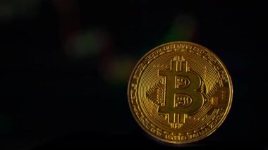 Bilgisayar ekranındaki kripto para ticareti grafiğinin arka planında bitcoin var. Dijital para, bankacılık, yatırım, finans ve iş konsepti.