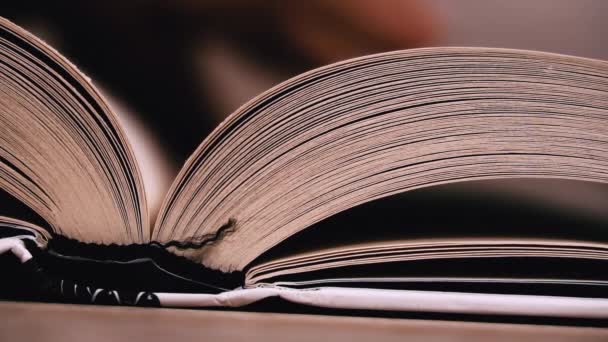 Перетворюючи Сторінки Білу Книгу Крупним Планом Повільно Читання Книги Інтелект — стокове відео