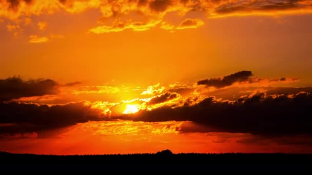 Time Lapse Bright Orange Sunset Sun Sets Clouds End Day — Stockvideo