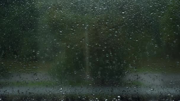 Raindrops Drip Stele Window Close Rainy Weather Sadness Daytime Rain — Stock Video