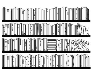 İzole edilmiş bir arka planda kitaplık. Robot resim. Vektör illüstrasyonu.