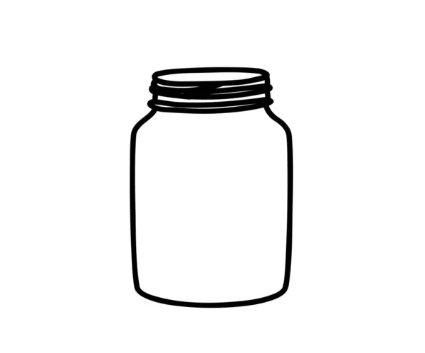 Glass Jar White Background Silhouette Vector Illustration — Stock Vector