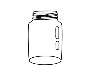 Beyaz arka planda cam kavanoz. Sembol. Vektör illüstrasyonu.