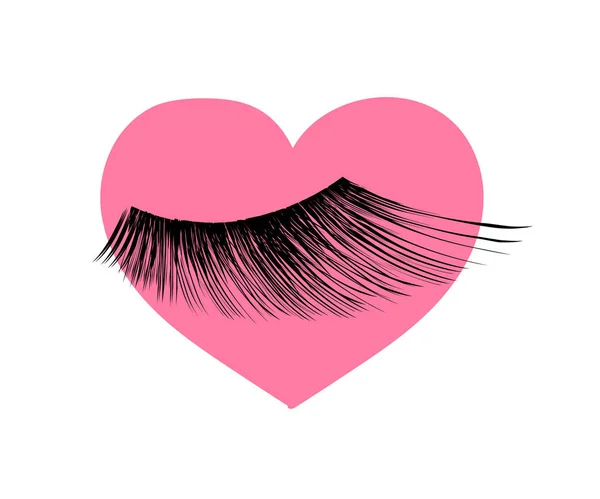 Long Eyelashes Heart Isolated Background Vector Illustration — Stock Vector
