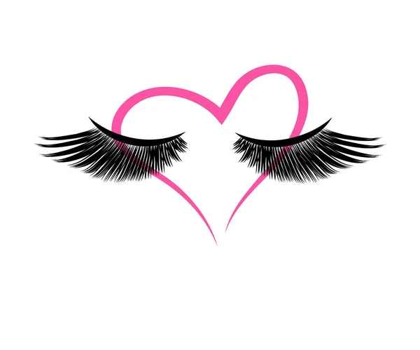 Long Eyelashes Heart Isolated Background Symbol Vector Illustration — Stock Vector