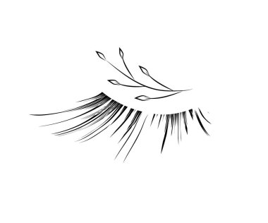 İzole bir arka planda uzun kirpikleri ve çiçekleri var. Güzellik salonu. Vektör illüstrasyonu.