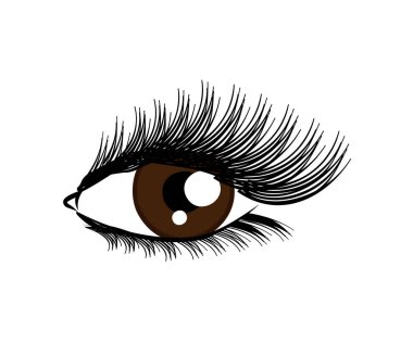 İzole bir arka planda uzun kirpikleri var. Sembol. Vektör illüstrasyonu.