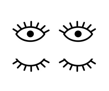 İzole bir arka planda uzun kirpikleri var. Sembol. Vektör illüstrasyonu.