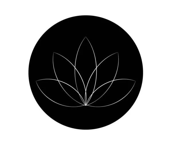 Lotus Sur Fond Noir Symbole Illustration Vectorielle — Image vectorielle