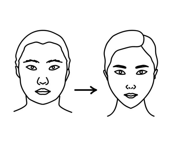 Plastische Chirurgie Gesicht Einer Frau Silhouette Linie Des Gesichts Vektorillustration — Stockvektor