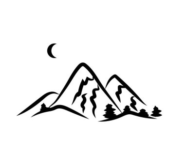 İzole bir arka planda güzel dağlar. Siluet. Vektör illüstrasyonu.