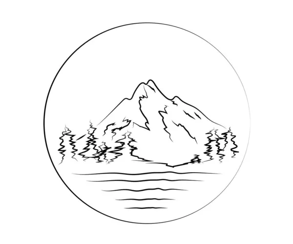Gunung Gunung Indah Dengan Latar Belakang Yang Terisolasi Siluet Ilustrasi - Stok Vektor