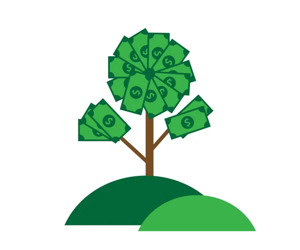Дерево Денег Изолированном Фоне Финансовый Рост Символ Векторная Иллюстрация — стоковый вектор