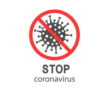 Koronavirüsü durdurun. Virüs yasaklama işaretini yaydı. Vektör illüstrasyonu.