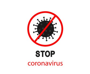 Koronavirüsü durdurun. Coronavirus enfeksiyonu. COVID-19. Virüs yasaklama işaretini yaydı. Vektör illüstrasyonu.