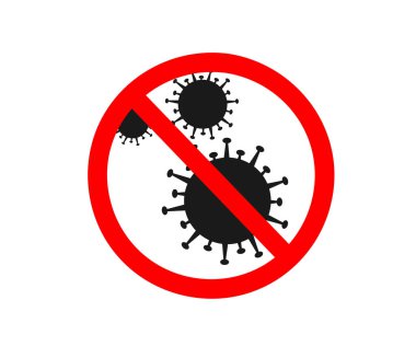 İçki yasağı işaretinde Coronavirus. Enfeksiyonu durdur. Simge. Vektör illüstrasyonu.