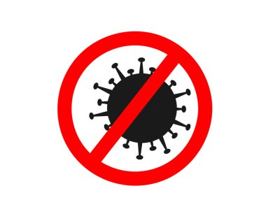 İçki yasağı işaretinde Coronavirus. Enfeksiyonu durdur. Simge. Vektör illüstrasyonu.