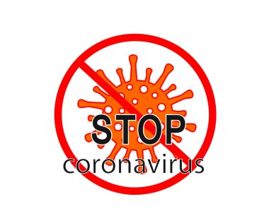 Koronavirüsü durdurun. Virüs yasaklama işaretini yaydı. Vektör illüstrasyonu.