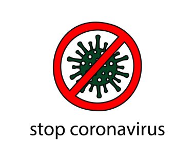 Koronavirüsü durdurun. Coronavirus yasağı işareti. Vektör illüstrasyonu.