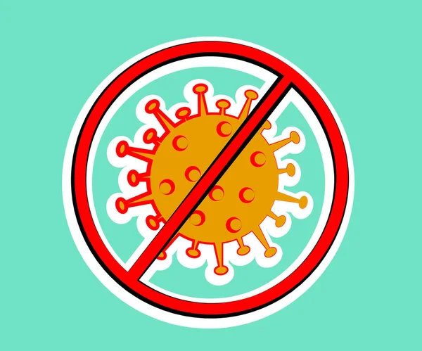 Arrêtez Coronavirus Infection Coronavirus Covid Panneau Interdiction Propagation Virus Illustration — Image vectorielle
