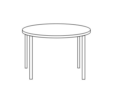 İzole bir arka planda yuvarlak masa. Siluet. Vektör illüstrasyonu.