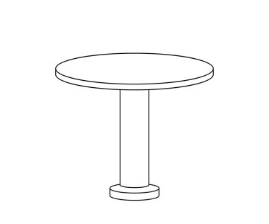 İzole bir arka planda yuvarlak masa. Siluet. Vektör illüstrasyonu.