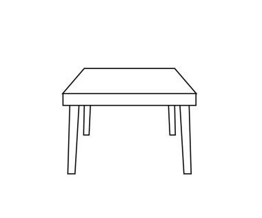 Beyaz arka planda bir masa. Siluet. Vektör illüstrasyonu.