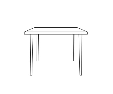 Beyaz arka planda bir masa. Siluet. Vektör illüstrasyonu.