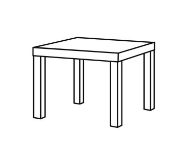 Beyaz arka planda bir masa. Siluet. Vektör illüstrasyonu.