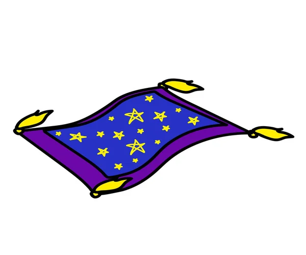 Magic Flying Carpet Isolated Background Cartoon Vector Illustration — Stock Vector