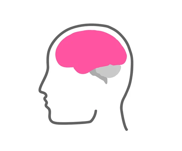 Lidský Mozek Hlava Bílém Pozadí Symbol Vektorová Ilustrace — Stockový vektor