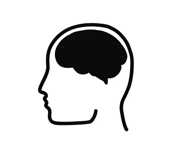Cerebro Humano Cabeza Sobre Fondo Blanco Símbolo Ilustración Vectorial — Vector de stock