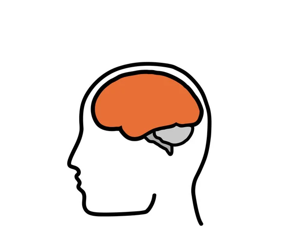 Человеческий Мозг Голова Белом Фоне Символ Векторная Иллюстрация — стоковый вектор