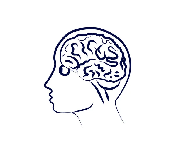 Huvud Och Hjärna Vit Bakgrund Symbol Vektorillustration — Stock vektor